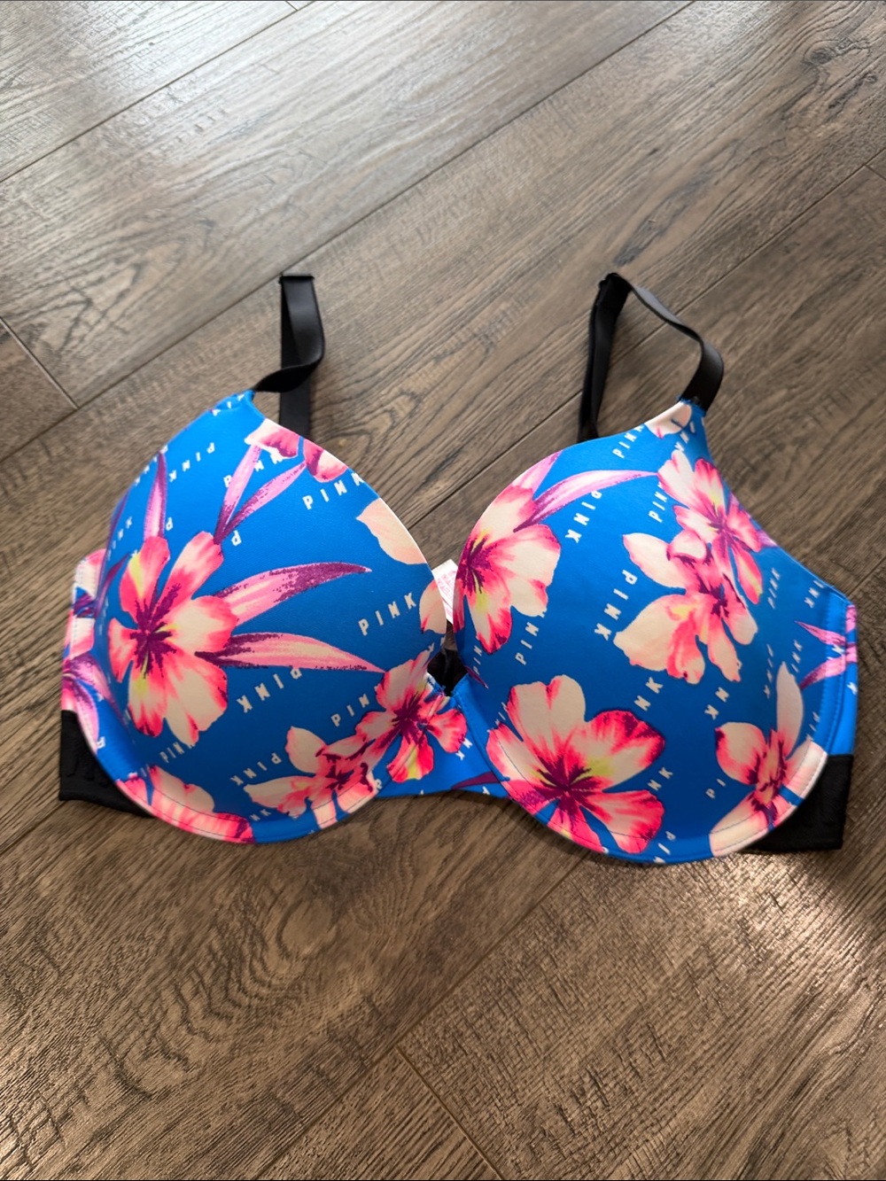 PINK Victoria's Secret Blue Floral bra Sz 34DD